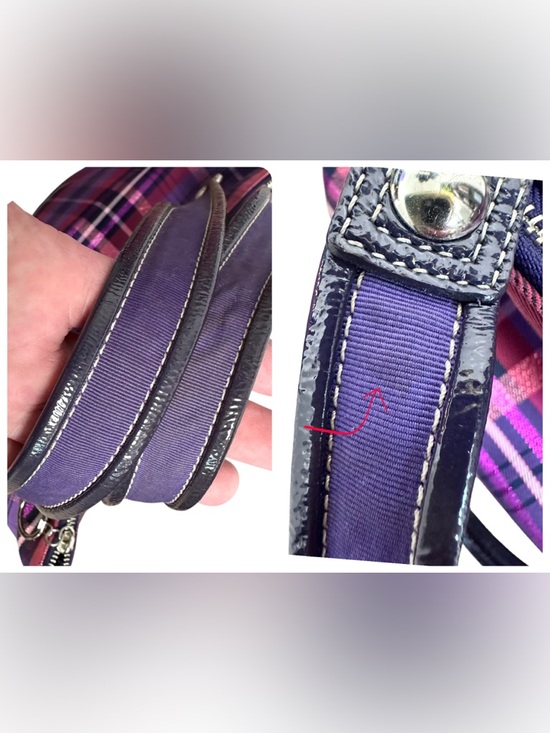 Coach Poppy Purple Tartan Plaid Tote - Picture 12 of 13